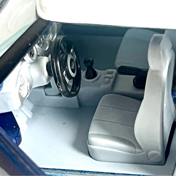 Mini Cooper Car Die Cast Metal Model Blue White - Picture 3 of 9